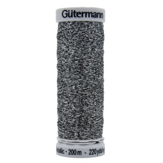 Gutermann Sulky Metallic Thread (7023) 200m Black Silver