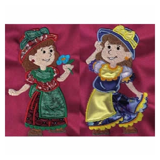 Applique Country Girls Machine Embroidery Designs