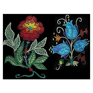 10 set Jacobean Applique Floral Embroidery Design