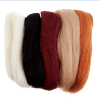 Natural Wool roving Assorted Browns