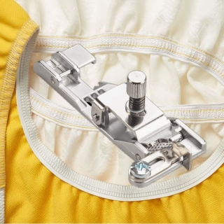 Bernette overlock foot to attach elastic while overlocking