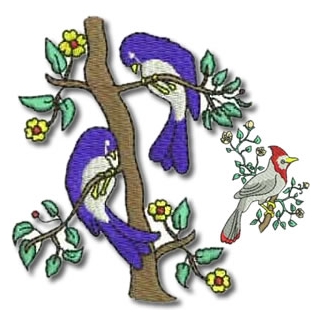 10 Set Birds and Flowers Embroidery Design