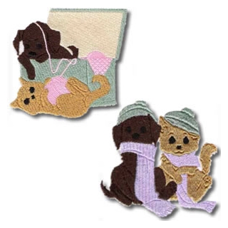 Puppy And Kitten Playing machine embroidery designs