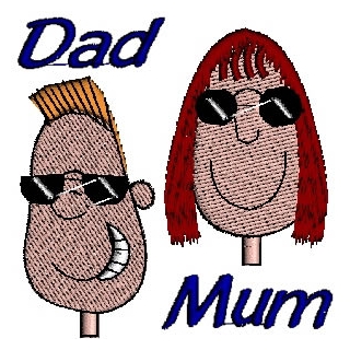 Set of Funny Family Face Embroidery Design