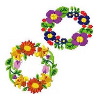 10 Set of Floral Wreath Embroidery Design