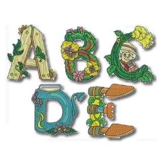 Gardening Alphabet Embroidery Design