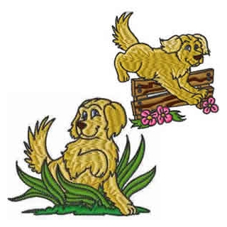 10 Set Golden Retrievers Embroidery Design