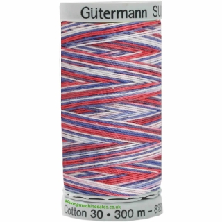 Gutermann Sulky Cotton Thread 300M Blue, Red, White Col.4105