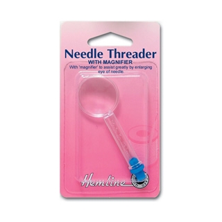 Needle threader with magnifier