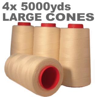 4 x Large ivory overlock thread cone