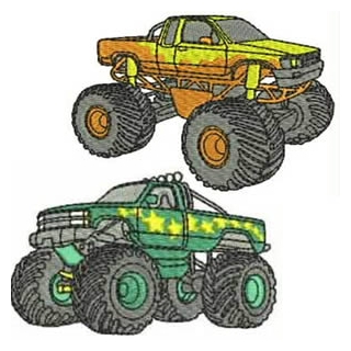 10 set Monster Trucks Embroidery Design