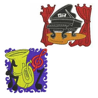 10 set Music Theme Embroidery Design