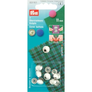 Prym Cover Buttons Brass Silver 11mm