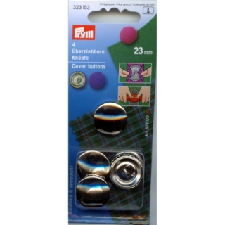 Prym Cover Buttons Brass Silver 23mm