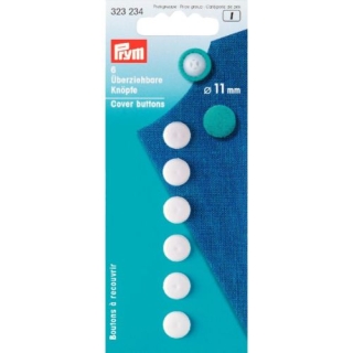Prym Cover Buttons White Plastic 11mm