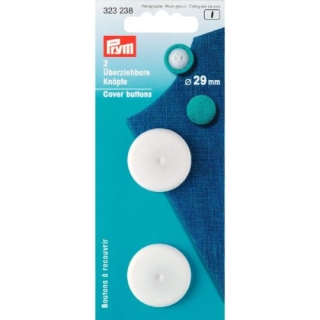 Prym Cover Buttons White Plastic 29mm