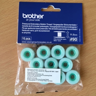 Prewound bobbins with green label bobbin thread