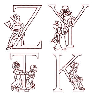 Elegant Redwork Font Embroidery Design