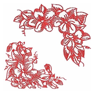 10 set Redwork Violet Corners Borders Embroidery Design