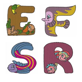 Sea World Alphabet Font Embroidery Designs