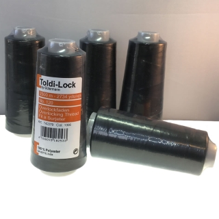 The 2nd most popular colour for overlocking thread, Jet Black 2500m, 100% polyester Toldi-Lock