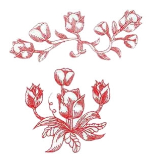 Redwork Tulips Embroidery Design