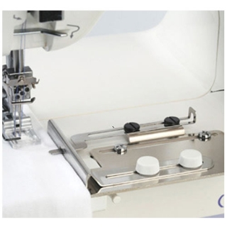 Example of the Janome Cover Pro Hemming Guide Being Used