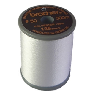 Brother satin finish embroidery thread. 300m spool WHITE 001