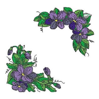 10 Set Violets and Corner Machine Embroidery Designs