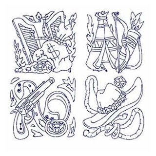 40 Redwork Western Embroidery Design