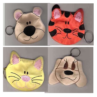 Machine Embroidery Design Zipped Animal Bags